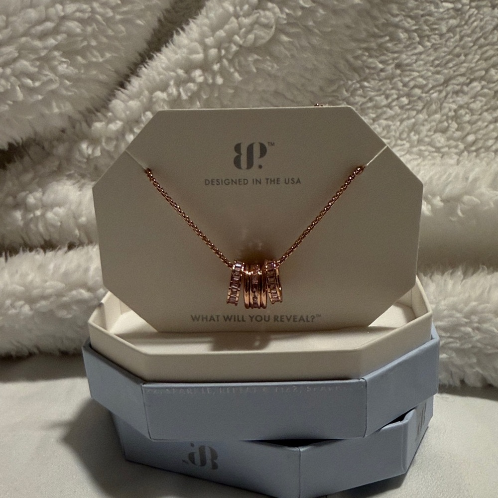 Rose Gold Necklace with Rings